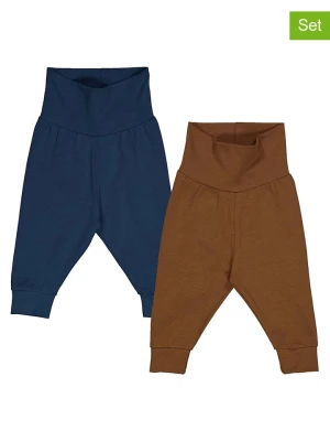 Fred´s World by GREEN COTTON Spodnie dresowe (2 szt.) "Alfa funky" w kolorze granatowo-brązowym rozmiar: 56