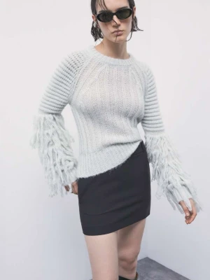 Frędzle Sweter Patrizia Pepe szary