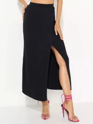 Free People Dzianinowa czarna spódnica maxi