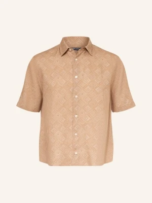 Frescobol Carioca Koszula Z Krótkim Rękawem Castro Relaxed Fit Z Lnu braun
