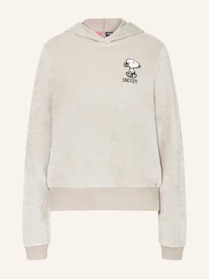 Frogbox Bluza Z Kapturem Z Materiału Nicki, Z Ozdobnymi Koralikami beige