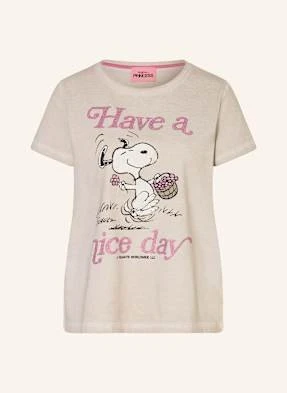 Frogbox T-Shirt Z Obszyciem Ozdobnymi Kamykami beige