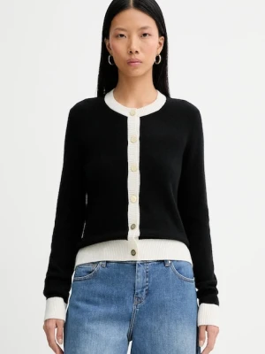 FROM FUTURE kardigan kaszmirowy damski kolor czarny lekki WPC03358