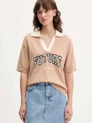 FROM FUTURE sweter kaszmirowy damski kolor beżowy lekki WPP02646