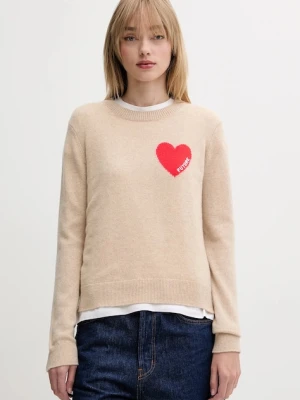 FROM FUTURE sweter kaszmirowy damski kolor beżowy lekki WPR01195