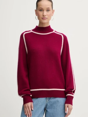 FROM FUTURE sweter kaszmirowy damski kolor fioletowy lekki z półgolfem WPM02443