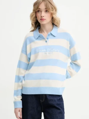 FROM FUTURE sweter kaszmirowy damski kolor niebieski lekki WPP02582