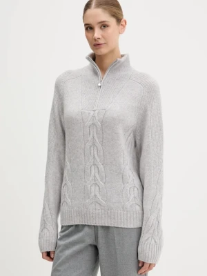 FROM FUTURE sweter kaszmirowy damski kolor szary ciepły z półgolfem WPM03277