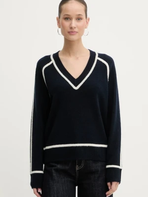 FROM FUTURE sweter kaszmirowy kolor granatowy lekki WPV02159