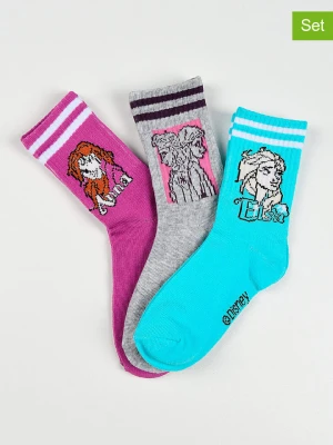 FROZEN Skarpety (3 pary) "Kraina Lodu" w kolorze szarym, turkusowym i fioletowym rozmiar: 31-34