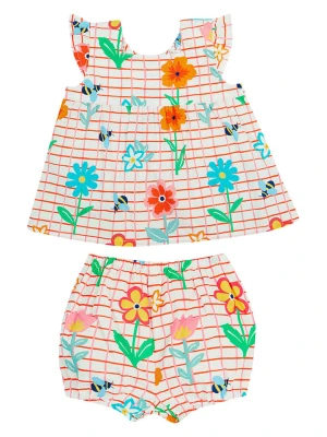 Frugi 2-częściowy zestaw "Lani" w kolorze czerwono-kremowo-różowym rozmiar: 86/92