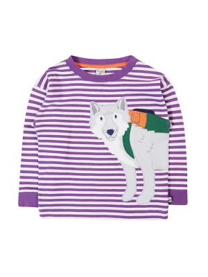 Frugi Koszulka "Otis" w kolorze fioletowo-białym rozmiar: 98/104