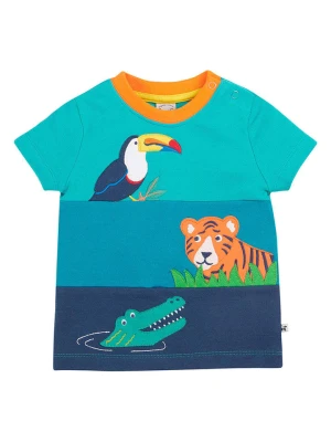 Frugi Koszulka "Penryn Panel" w kolorze granatowo-turkusowo-niebieskim rozmiar: 98/104