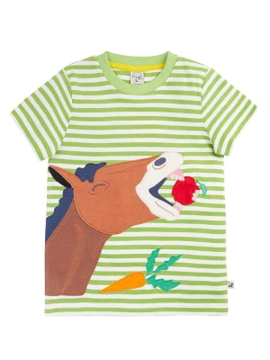 Frugi Koszulka w kolorze jasnozielono-biało-brązowym rozmiar: 98/104