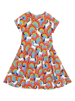 Frugi Sukienka "Spring Skater" w kolorze czerwono-błękitnym rozmiar: 134/140