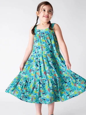Frugi Sukienka w kolorze turkusowym ze wzorem rozmiar: 104/110
