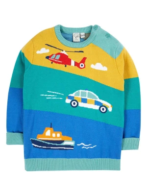 Frugi Sweter "Elwood" w kolorze turkusowo-niebiesko-żółtym rozmiar: 122/128