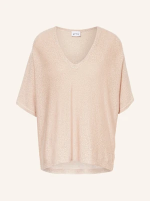 Ftc Cashmere Dzianinowa Koszulka Z Błyszczącą Przędzą beige