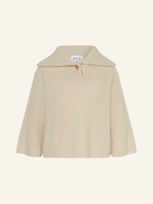 Ftc Cashmere Krótki Sweter Z Kaszmiru Z Rękawami 3/4 beige