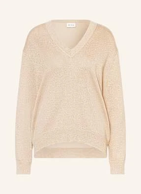 Ftc Cashmere Sweter Z Błyszczącą Przędzą gold