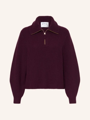 Ftc Cashmere Sweter Z Kaszmiru Typu Troyer rot CIEMNOCZERWONY
