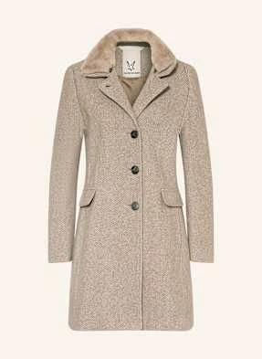 Fuchs Schmitt Płaszcz Wełniany Z Odpinanym Sztucznym Futrem beige