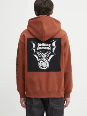 Fucking Awesome bluza Nightmare męska kolor brązowy z kapturem z nadrukiem PN20085