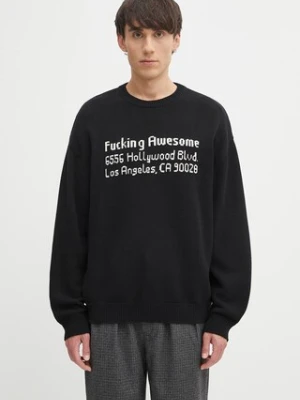 Fucking Awesome sweter bawełniany FA Hollywood męski kolor czarny ciepły PN20020