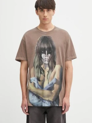 Fucking Awesome t-shirt bawełniany Last Night męski kolor brązowy z nadrukiem PN20145