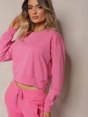 Fuksjowa Bluza z Bawełną ze Ściągaczami przy Rękawach i w Pasie Alberia j.style
