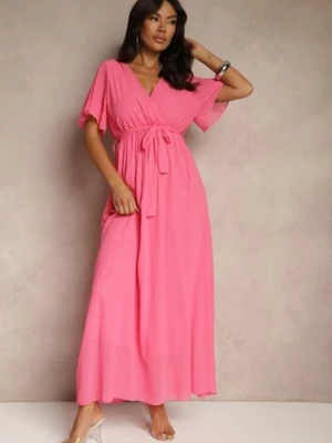 Fuksjowa Koktajlowa Brokatowa Sukienka z Paskiem Addlea j studio