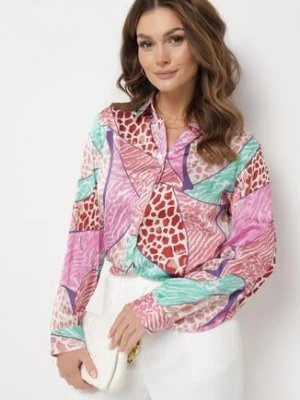 Fuksjowa Koszula o Klasycznym Fasonie w Abstrakcyjny Wzór Aperiva sophyline