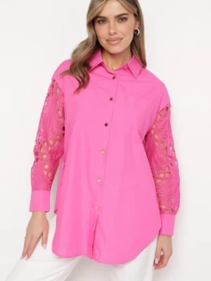 Fuksjowa Koszula Oversize z Ażurowym Wzorem na Rękawach Vadena elsa.m by may