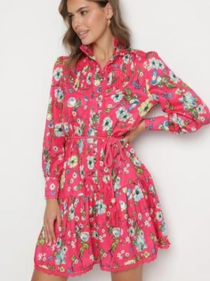 Fuksjowa Koszulowa Sukienka ze Stójką i Falbanką Madalyn elsa.m by may