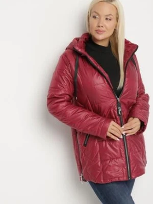 Fuksjowa Pikowana Kurtka Ozdobiona Pikowaniem z Odpinanym Kapturem Falerosa swest