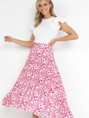 Fuksjowa Plisowana Spódnica Satynowa Maxi Raimena rosa