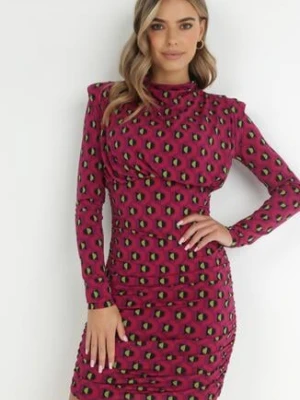 Fuksjowa Sukienka Dopasowana w Geometryczny Wzór Bozi allyson