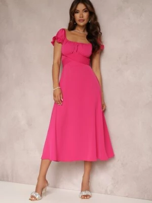 Fuksjowa Sukienka o Rozkloszowanym Kroju z Wiązaniem Perolis