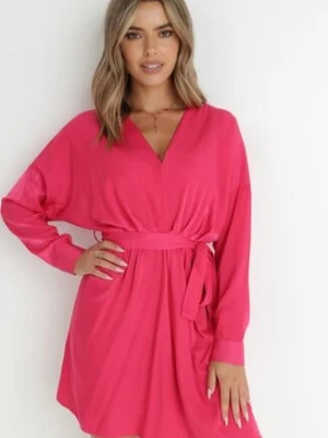 Fuksjowa Sukienka z Paskiem Marzala retro & icone