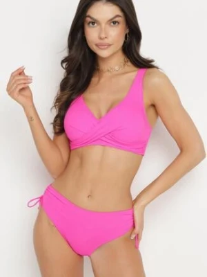 Fuksjowe Bikini Majtki Typu Figi i Biustonosz z Ozdobnym Wiązaniem Kinnavia swest