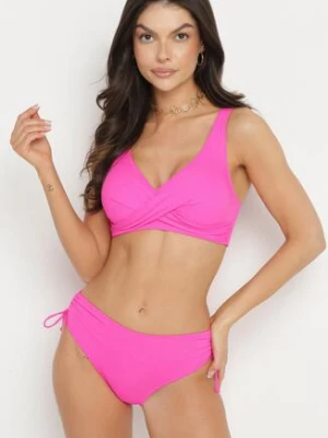 Fuksjowe Bikini Majtki Typu Figi i Biustonosz z Ozdobnym Wiązaniem Kinnavia swest