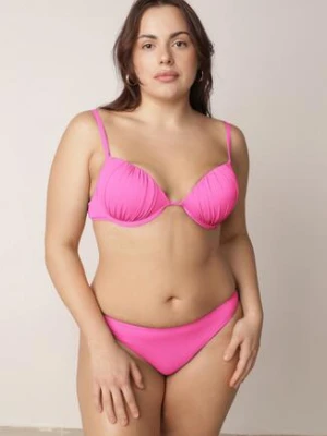 Fuksjowe Bikini Marszczony Biustonosz i Klasyczne Majtki Figi Mhyrera Swest Różowy