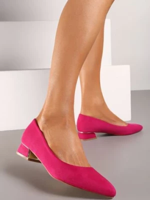 Fuksjowe Czółenka na Słupku Ozdobione Metaliczną Ozdobą Panesha