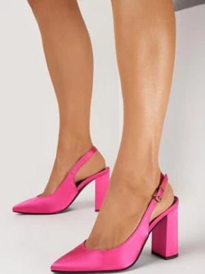 Fuksjowe Czółenka na Słupku z Odkrytą Piętą i Satynowym Wykończeniem Torilena