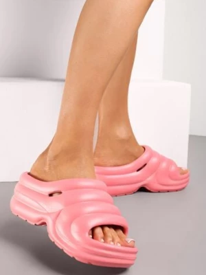 Fuksjowe Designerskie Gumowe Klapki z Okrągłym Noskiem Vilnira