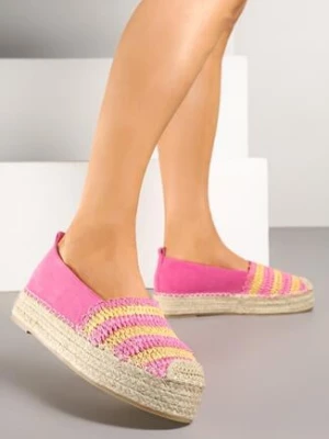Fuksjowe Espadryle na Grubej Plecionej Podeszwie Leline