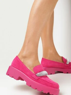 Fuksjowe Mokasyny na Grubej Podeszwie z Cyrkoniami Laloza
