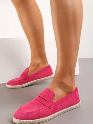 Fuksjowe Mokasyny z Imitacji Zamszu z Plecionką Wokół Podeszwy Lieanna