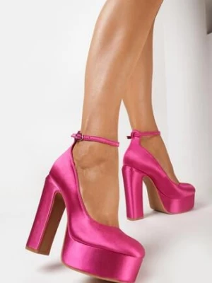 Fuksjowe Satynowe Czółenka na Obcasie i Platformie Orelame