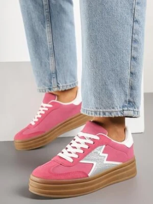 Fuksjowe Sneakersy na Kauczukowej Podeszwie z Geometrycznym Wzorem Tolionne be.sport